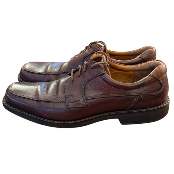 ECCO Seattle Bicycle Toe Leather Shoes Brown Tie Derby Comfort EU45 / US11-11.5 - Picture 4 of 16